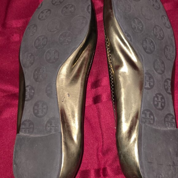 Tory Burch, Gold Toned Ballet Flats, USED, Women's Size 9 - Picture 4 of 5